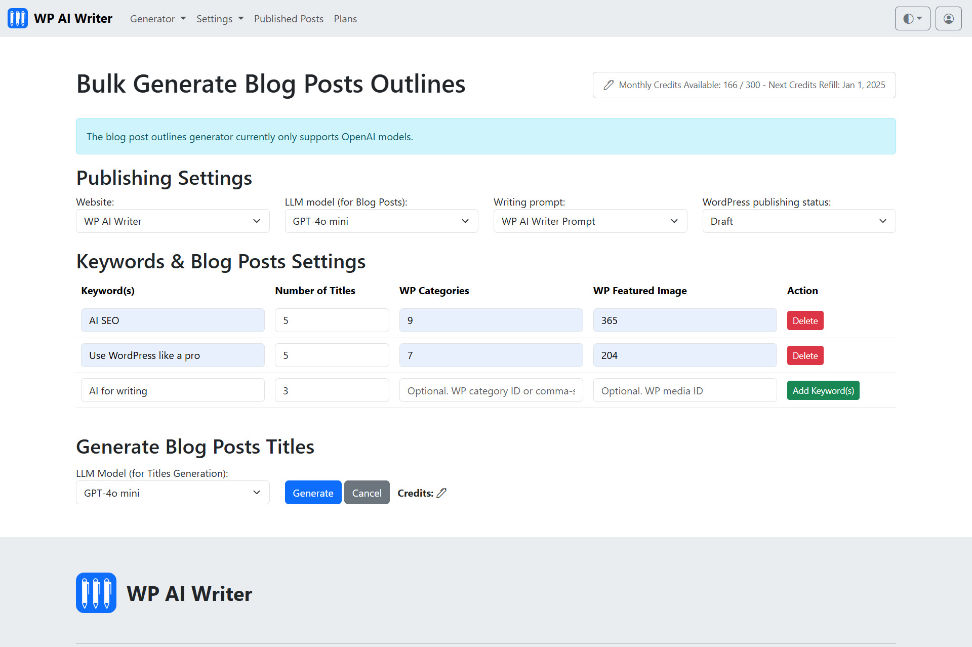 screenshot of WP AI Writer